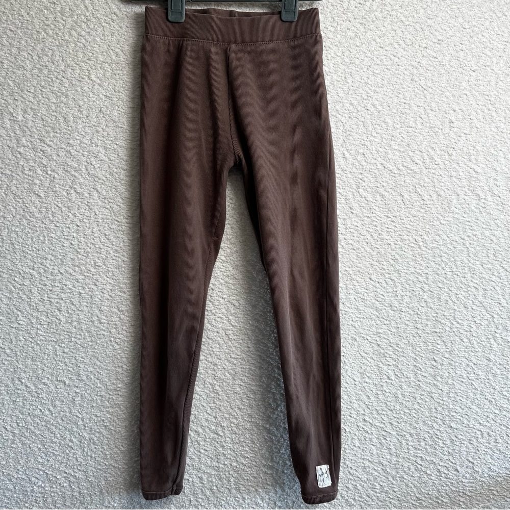 Zara Girls Kids Brown Ribbed Cotton Stretch Leggings Size‎ 9